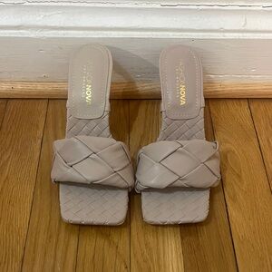 Fashion Nova Beige Woven Slide Sandals
